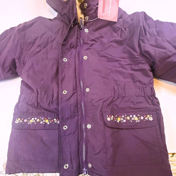 NWT Gymboree Girl Purple Embroidered Flower 4-In-1 Jacket Size 4 - Picture 13 of 15
